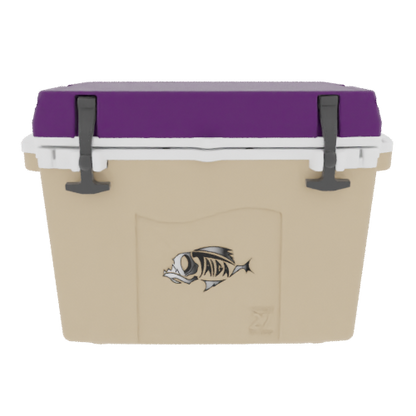 Taiga 27QT Hard Cooler – Tan Base with Purple Lid | Marine Ice Chest