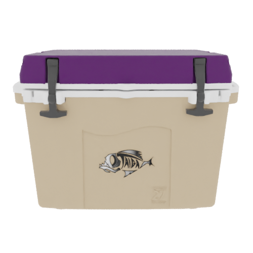 Taiga 27QT Hard Cooler – Tan Base with Purple Lid | Marine Ice Chest