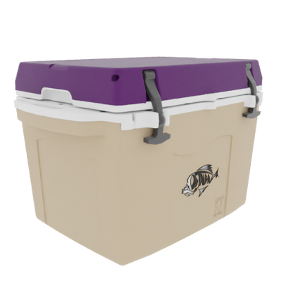 Taiga 27QT Hard Cooler – Tan Base with Purple Lid | Marine Ice Chest