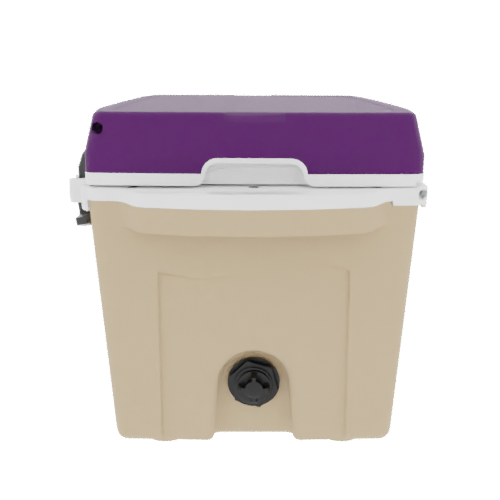 Taiga 27QT Hard Cooler – Tan Base with Purple Lid | Marine Ice Chest