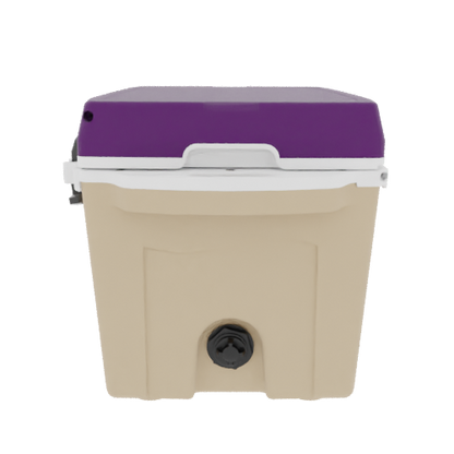 Taiga 27QT Hard Cooler – Tan Base with Purple Lid | Marine Ice Chest