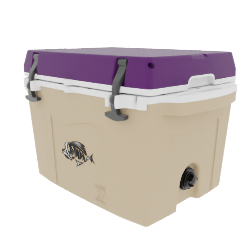 Taiga 27QT Hard Cooler – Tan Base with Purple Lid | Marine Ice Chest