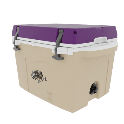 Taiga 27QT Hard Cooler – Tan Base with Purple Lid | Marine Ice Chest