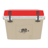 Taiga 27QT Hard Cooler – Tan Base with Red Lid | Outdoor Adventure Ice Chest