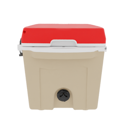 Taiga 27QT Hard Cooler – Tan Base with Red Lid | Outdoor Adventure Ice Chest