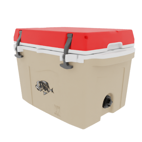 Taiga 27QT Hard Cooler – Tan Base with Red Lid | Outdoor Adventure Ice Chest