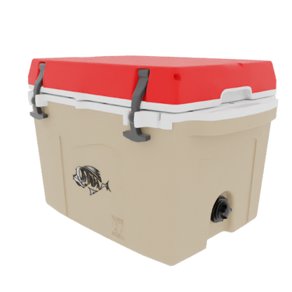 Taiga 27QT Hard Cooler – Tan Base with Red Lid | Outdoor Adventure Ice Chest