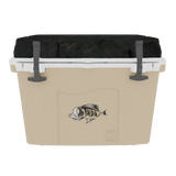 Taiga 27QT Hard Cooler – Tan Base with Woodland Camo Lid | Tailgating Ice Chest