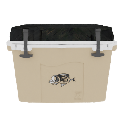 Taiga 27QT Hard Cooler – Tan Base with Woodland Camo Lid | Tailgating Ice Chest