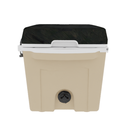 Taiga 27QT Hard Cooler – Tan Base with Woodland Camo Lid | Tailgating Ice Chest