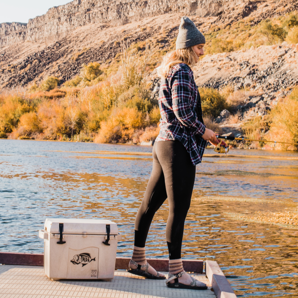 Taiga cooler on a dock — ready for a day on the water